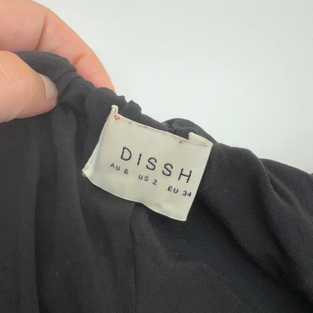 DISSH Dress Womens 6 Black Skylar Mini Puff Sleeve V Neck Pockets Minimalist - Picture 4 of 13